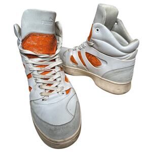 Puma Alexander McQueen White Orange Sequins Move Mid High-Top Sneakers Men's 9